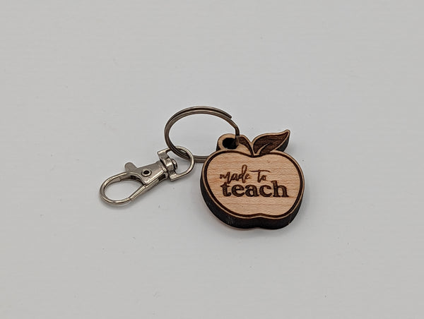 "Made to Teach" - Wooden Keychain with Metal Clasp