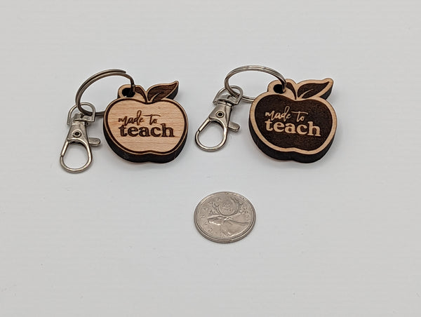"Made to Teach" - Wooden Keychain with Metal Clasp