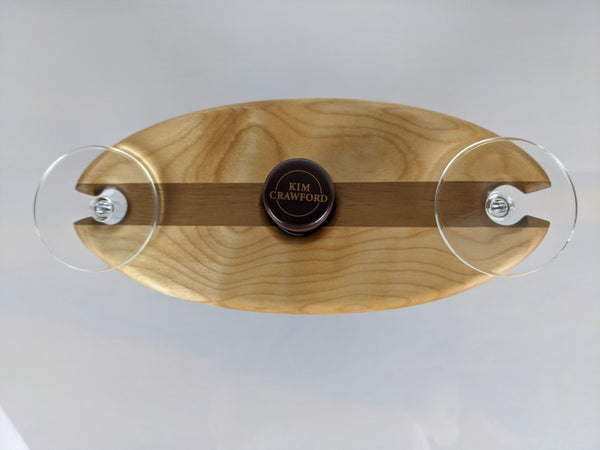 Two Glass Wine Butler - Maple w/ Walnut