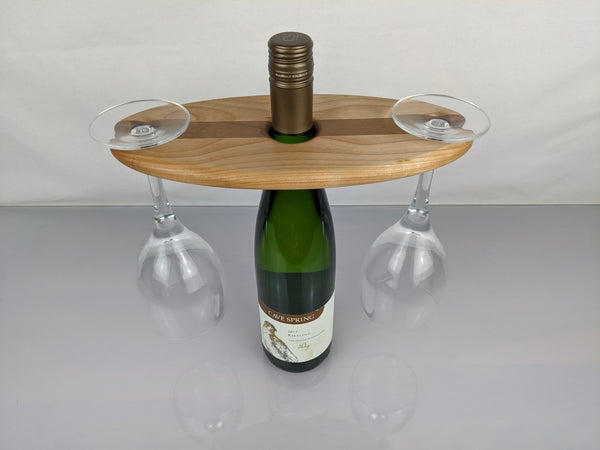 Two Glass Wine Butler - Maple w/ Walnut