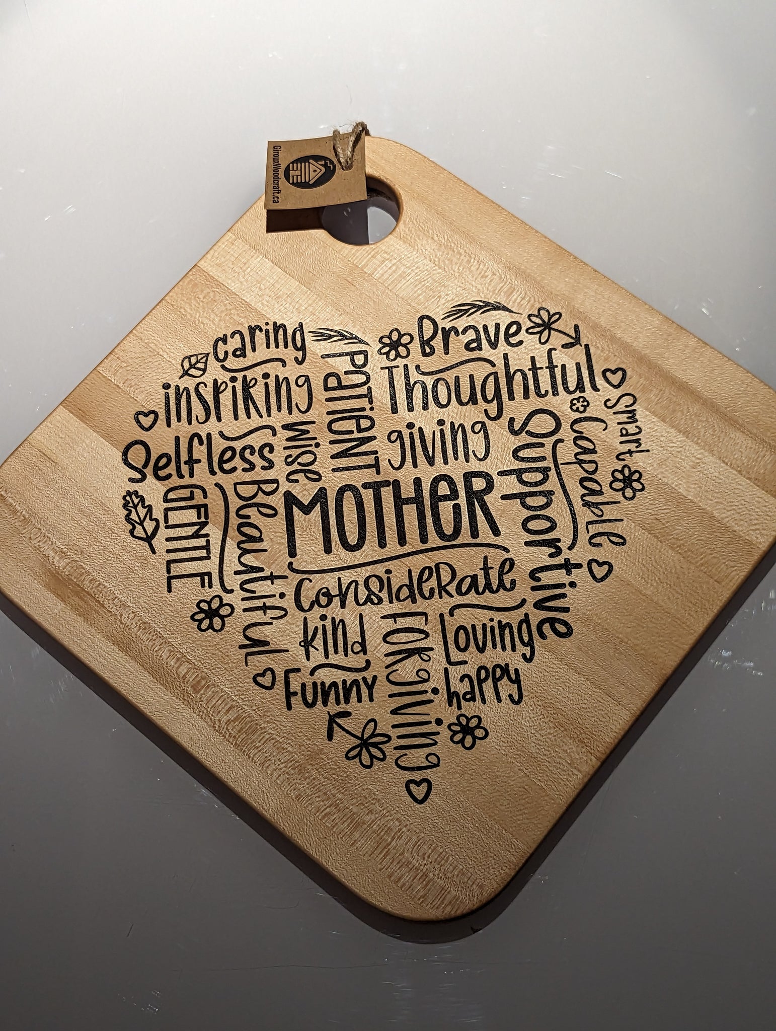 "Mother" Word Cloud Maple Cutting Board