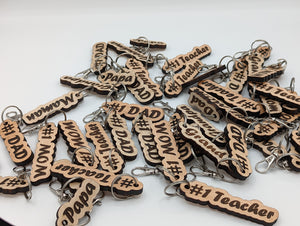 Wooden Keychain with Metal Clasp