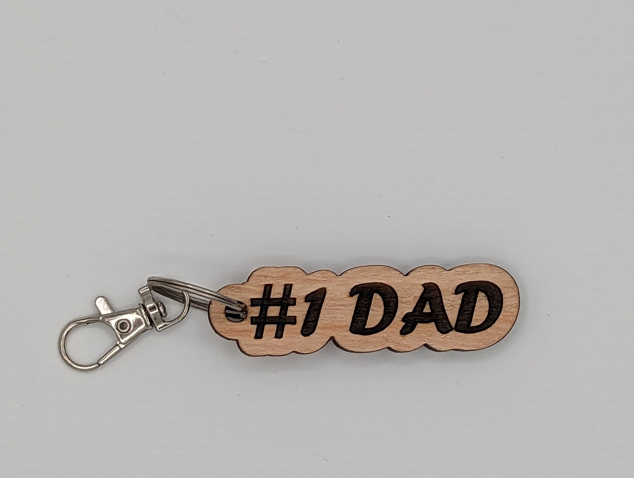 #1 Dad - Wooden Keychain with Metal Clasp
