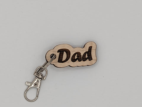 Dad - Wooden Keychain with Metal Clasp