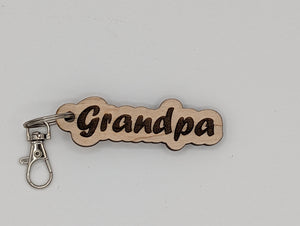 Grandpa - Wooden Keychain with Metal Clasp