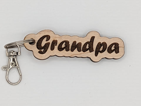 "Grandpa" - Wooden Keychain with Metal Clasp