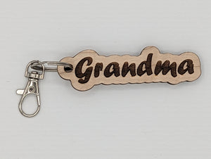 Grandma - Wooden Keychain with Metal Clasp