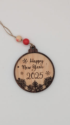 Happy New Year / Bonne année 2026 – Wooden Ornament