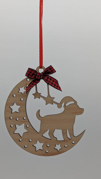Personalized - Pet Moon - Cat or Dog - Wooden Ornament