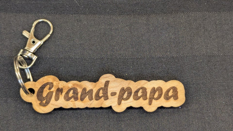 Grand-papa - Wooden Keychain with Metal Clasp