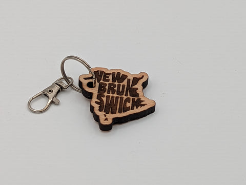 "New Brunswick"  - Wooden Keychain with Metal Clasp