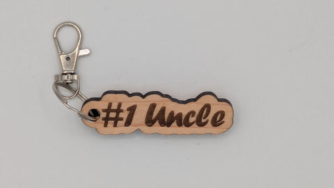 #1 Uncle - Wooden Keychain with Metal Clasp