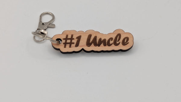 #1 Uncle - Wooden Keychain with Metal Clasp