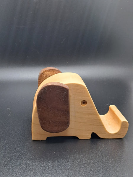 Wooden Elephant Cell Phone Stand